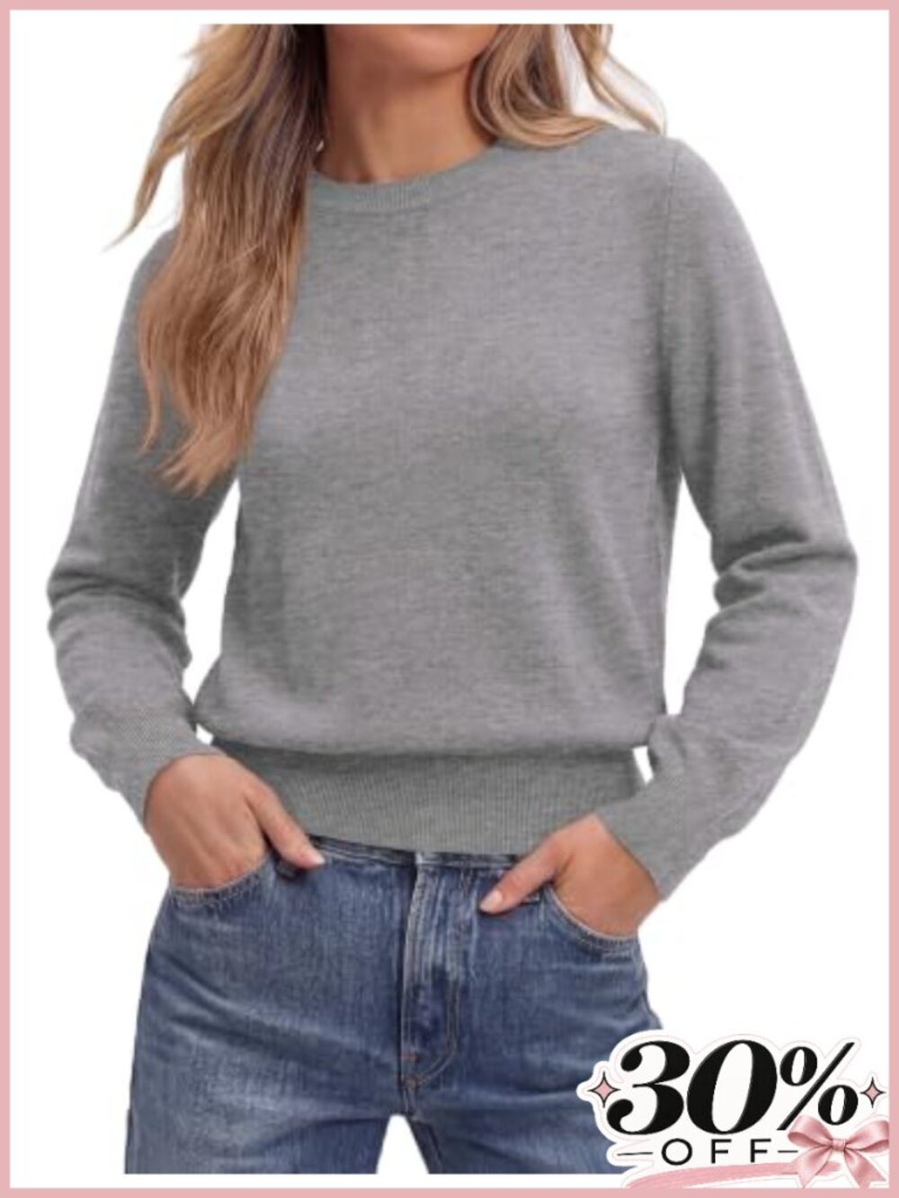 Womens Cropped Crewneck Long Sleeve Pullover Sweater